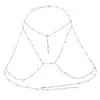 Corrente de Corpo com Corrente de Contas Cravejada de Diamantes, Colar com Pingente de Diamante Brilhante e Franja, Corrente para o Peito, Corrente da Moda Europeia e Americana Tendência para Mulheres