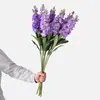 Flor Violeta Artificial Tallo Único Delphinium Morado Arreglo Floral Decorativo para Hotel Boda Flor Violeta Artificial Blanca