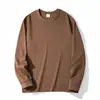 Selección estricta de camiseta de manga larga de algodón pesado de 250 gramos, abrigo holgado de color liso, camiseta blanca para usar debajo para hombres y mujeres