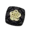 Estilo Chanel Diamante Negro Cuadrado Camelia Botón Metálico Botón de Lazo de Corazón Abrigo Abrigo Hebilla Decorativa