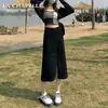 Saia Midi Jeans de Cintura Alta com Fenda Feminina Verão 2024 Moda Versátil Nova Saia Evasê Lápis Pequena Longa