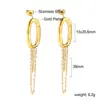 Pendientes de acero inoxidable de venta caliente en Europa y Estados Unidos para mujer, combinan con todo, estilo frío, exquisitos, no se decoloran, borla larga, pendientes de cadena a juego