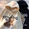 Sudadera para Mujer Ins Tendencia Otoño e Invierno Nueva Estampado Pintura al Óleo con Capucha de Longitud Media Polar Estilo Perezoso Bf Holgada Chaqueta para Mujer