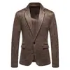 Novedad Otoño/Invierno Traje Estampado de Ante para Hombre Amazon Solapa Retro Traje de una Pieza Estilo Británico Chaqueta Ropa para Hombre