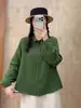 Nueva Camisa Casual Bordada Artística Vintage de Primavera y Otoño con Cuello Solapa, Corte Holgado, Adelgazante, Elegante, Versátil, Blusa de Gasa de Algodón de Doble Capa