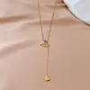 Mariposa Streamers ~ Nuevo Diseño de Nicho Cadena de Clavícula de Lujo Francés Acero de Titanio 18K Mariposa de Concha Madre Collar Y para Mujeres