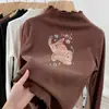 Camiseta Interior Térmica de Manga Larga para Niña con Cuello de Volantes, Tejido Térmico, Elegante, Cuello Semi Alto, Nuevo Estilo Otoño/Invierno, para Niños de Talla Mediana a Grande