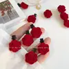 Pinza para el pelo de flor de rosa roja para mujer pinza lateral pinza para flequillo accesorios para el pelo accesorios para el pelo de flor retro estilo princesa flor para el pelo pinzas pequeñas
