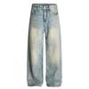 Jeans Retro Americano Relajado Teñidos de Barro Amarillo para Hombres y Mujeres, Elegantes Pantalones de Pareja de Tendencia de Nicho de Longitud Completa