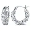 Pendientes de Moda Populares Shien Estilo Ins para Mujer, Pendientes de Encaje con Zirconia Full-Studded Estilo Francés en Forma de U y Joyería de Aro