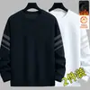 Moletom masculino, novo estilo outono e inverno, gola redonda, corte solto, forrado com fleece, sem capuz, blusa de puxar, jaqueta masculina de manga comprida, versátil