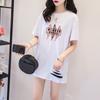 D143 Camiseta de Largo Medio Rota para Mujer Verano 2025 Nueva de Manga Corta Ins Trendy Estilo Coreano Suelta Manga Media Top Camiseta