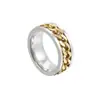 Cadena de Anillo de Acero de Titanio Joyería Europea y Americana Anillo Giratorio de Acero Inoxidable Recubierto al Vacío Punk Moderno Personalizado para Hombres y Mujeres