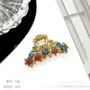Piranha Pequena Estilo Coreano com Pérolas e Strass, Presilha de Cabelo Estilo Europeu e Americano Vintage para Mulheres, Presilha para Franja e Rabo de Cavalo, Acessório de Cabelo Floral