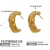 Pendientes Martillados con Acabado Mate en Forma de C, Exquisitos y de Moda, Pendientes de Acero Inoxidable Elegantes y Versátiles, Chapados en Oro Real de 18 Quilates