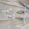 Knock Fairy White Bow Lace Hairpin High-end Duckbill Clip Bangs Side Hairpin Cocar Acessórios para o Cabelo Novo Estilo