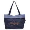 Bolsa de lona de mezclilla estilo coreano para mujer, gran capacidad, bordado de letras, bolsa para el trabajo, doble cara, bolso de hombro para estudiante para clase