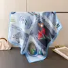 Bufanda Retro Estampada de Seda Sintética de Moda, Chal de Alta Gama, Bufanda Versátil para el Cuello, Pañuelo Cuadrado Pequeño, Pañuelo para la Cabeza, Bufanda para Mujer