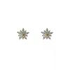Brincos super flash de zircônia incrustada em ouro verdadeiro 14k galvanizado, temperamento de pequenas estrelas, durma sem escolher, brincos de agulha de prata 925