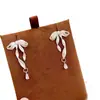 Brincos Longos com Pingente de Borla e Laço de Fita Branca Estilo Francês para Mulheres, Brincos Elegantes e de Alta Qualidade, Brincos com Design Exclusivo