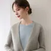 Cárdigan de cachemira de estilo Old Money, cuello redondo, bloques de color, aspecto de dos piezas, suéter de punto suelto para mujer, jersey de otoño/invierno