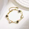 Stock Listo del Fabricante Pulsera de Cadena Hecha a Mano de Trébol de Cuatro Hojas de 9 mm Chapado en Oro Real de 18 Quilates Diseño de Lujo Accesible Sin Decoloración Elegante