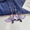 Pendientes colgantes de mariposa con circonita y aguja de plata, pendientes frescos, dulces, de moda, exquisitos, pendientes de estilo de nicho de lujo ligero