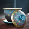 Juego de Tazas de Té de Cerámica Negra Degradada de Tres Tapas Individual con Tapa No Caliente Juego de Té Kung Fu Taza de Té Ceremonia del Té Tazas de Té