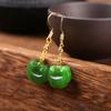 Brincos de gancho de orelha naturais Hotan Jasper Ruyi Original DIY Feminino Simples e elegante