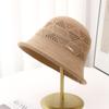 Sombrero de Pescador Ligero de Punto Hueco Transpirable No Sofocante, Sombrero de Cuenca Enrollado, Sombrero de Sol de Viaje para Mujer, Primavera y Otoño 2024