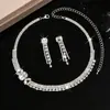 Conjunto de Colar e Brincos Multicamadas com Strass, Estilo Novo Doce e de Alto Padrão, Ecológico, Corrente de Clavícula Assimétrica da Moda