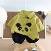 Nuevo traje de manga corta de dibujos animados para niños ropa de verano para niños pantalones cortos casuales de manga corta de dibujos animados de panda moda infantil