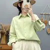 Camisa de mujer estilo minimalista, algodón puro, hombros descubiertos, cuello grande, manga larga, nueva llegada otoño 2026, top simple versátil de color caramelo