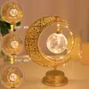Lámpara de Luna y Estrella de Arte de Hierro Modelo Nuevo Transfronteriza, Lámpara Decorativa de Ambiente Giratoria, Lámpara de Mesa, Adorno y Luz Decorativa