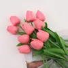 Tulipán de Simulación PU Sintético Flor Artificial Soportes Colores Boda Decoración Suave Fábrica de Arte Floral Suministro al por Mayor
