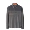 Camiseta de Manga Larga para Hombre Primavera y Otoño Cuello de Solapa Hombres de Mediana Edad Bolsillo Casual Camiseta Interior Pulóver Camisa Polo