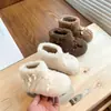 Botas de Nieve Estilo Coreano para Niñas 2025 Invierno Nuevo Estilo Zapatos de Algodón para Bebé Niña Botas Cálidas de Media Caña Más Terciopelo Zapatos Peludos para Bebé