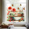 Xino Jdt-A654 Amapola Margarita Silla Larga Ventana Mariposa Pegatina Estática Adhesión Estática Extraíble Balcón Dormitorio Vidrio Pegatina
