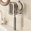Suporte de Escova de Dentes com Ventosa, Copo para Escova de Dentes, Suporte para Copo de Enxaguante Bucal, Montado na Parede, Suporte de Escova de Dentes para Banheiro sem Furos