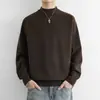 Suéter masculino gola alta, novo estilo casual de cor sólida para outono e inverno, malha interna, camisa base de lã tricotada com gola média
