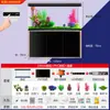 Nuevo Estilo Acuario Mediano para Peces Tanque de Peces de Vidrio Dorado para Peces Dorados con Gabinete, de Pie en el Suelo para Sala de Estar, para Personas Perezosas, Sin Cambio de Agua