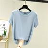 Camiseta de Manga Corta con Cuello Redondo de Modal para Mujer, Ropa Exterior de Verano, Capa Base, Top Talla Grande, Holgado, Fresco y Dulce