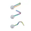 Venta al por mayor transfronteriza Moda europea y americana Simple Acero inoxidable Incrustado de diamantes Bola de arcilla blanda Varilla recta Varilla en L Joyería para piercing de 5 palabras Clavo de nariz