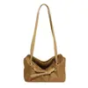 Bolso de Hombro Frosty de Moda para Mujer 2025 Otoño Nuevo Coreano Retro Gamuza Casual Bolso de Axila Tendencia