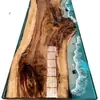 Mesa de Río de Resina Epoxi, Mesa de Centro de Madera Maciza con Onda Oceánica, Mesa de Tablero de Tronco de Madera Maciza, Mesa de Comedor, Mesa de Café, Muebles de Tablero Completo