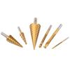Broca pagoda broca dentada juego de 6 piezas broca pagoda chapada en titanio escariador de agujeros para carpintería ranura broca pagoda traje de caja de plástico