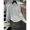 DestaqueVocê Correu 26 Novo Estilo Outono/Inverno Tricô Circular Algodão Orgânico Bordado Oversized Manga Longa Blusa de Tricô