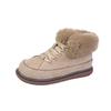 2022 Nova Moda Nordeste Quente Algodão Sapatos Femininos Inverno Forrado De Lã Espessado Redondo Cadarço Neve Antiderrapante Fundo Grosso Botas Curtas