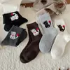 Calcetines Lindos de Gato de Dibujos Animados para Mujer, Calcetines Gruesos Cálidos de Tubo Medio para Otoño e Invierno, Calcetines Holgados Estilo Universitario, Calcetines de Lana Sin Costuras