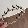 Popular Diadema de Tela Estampado Leopardo Dientes Ola Grande de Punta Alta, Pinza para el Cabello Flequillo Envuelto a Mano, Accesorio para el Cabello Diadema